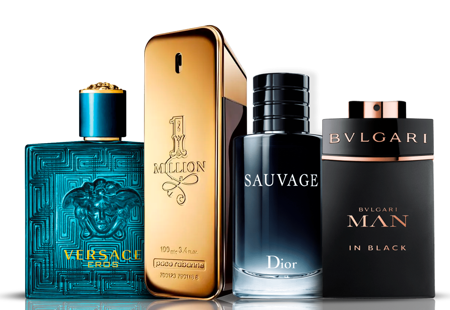 Set 4 parfumov | Eros Versace + One Million Paco Rabanne + Bvlgari Man in Black + Sauvage Dior 100 ml